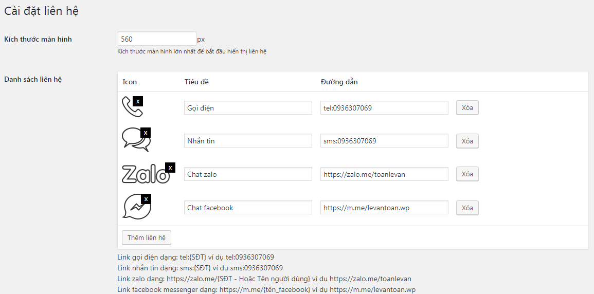 Plugin contact fixed – Cố định liên hệ dưới chân trang