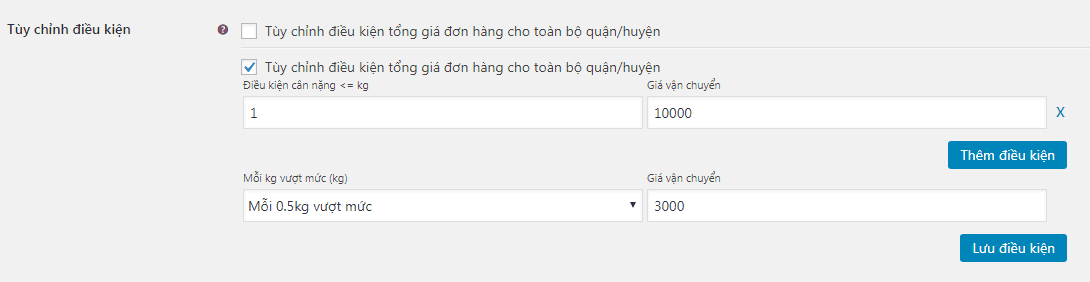 Plugin tính phí vận chuyển cho quận/huyện trong woocommerce